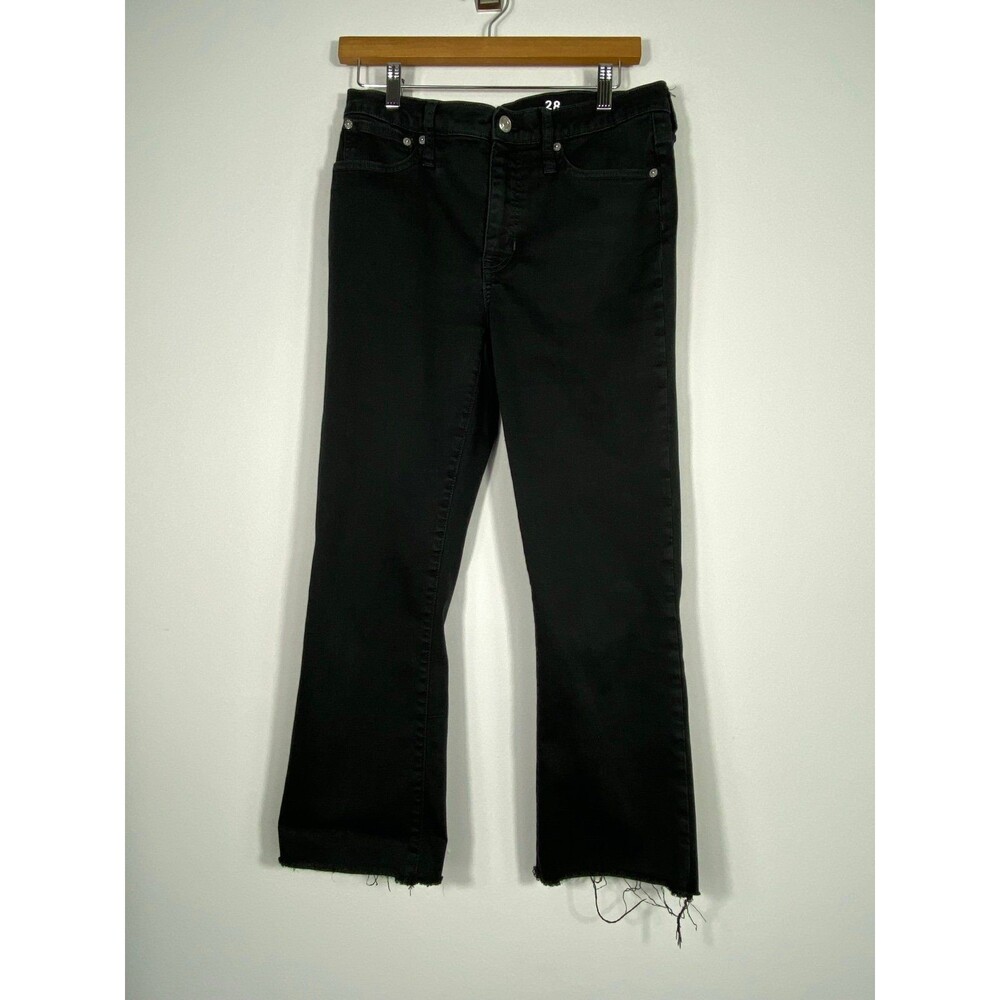 J.Crew Demi Boot Crop Black Jeans Size 28 High Rise Stretch Raw Hem